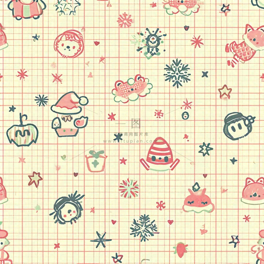 格子可爱图案纹理背景，布料
