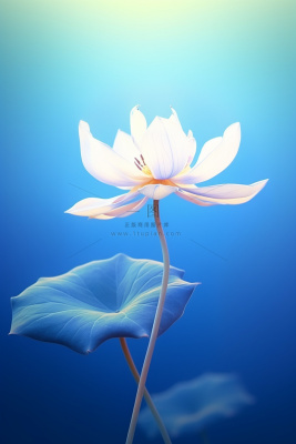 简约大气蓝色白荷花节气海报背景 简约大气蓝色白荷花节气海报背景
