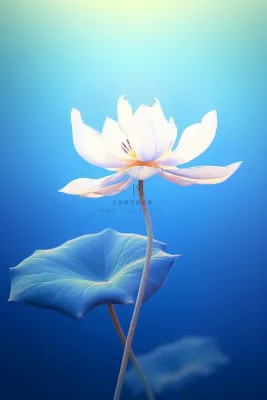 简约大气蓝色白荷花节气海报背景 简约大气蓝色白荷花节气海报背景