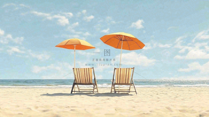 夏日海边沙滩阳光摄影图