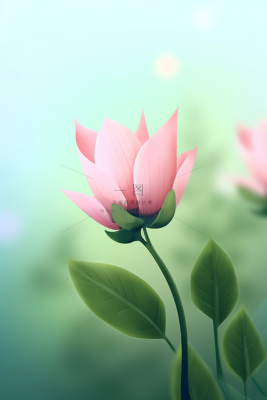 粉蓝色清爽夏日大气花朵扁平背景 粉蓝色清爽夏日大气花朵扁平背景