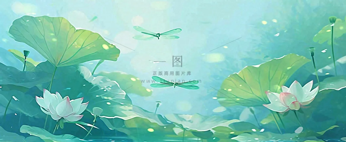 夏天湖面落叶荷花荷叶水面仰视，夏至小暑大暑