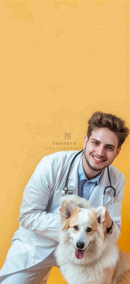 萌宠宠物医院医生抱着狗狗摄影图背景 萌宠宠物医院医生抱着狗狗摄影图背景