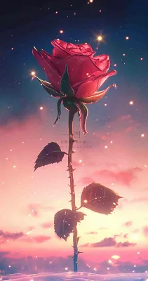 海平面上渐变落日前的一支粉色玫瑰花鲜花花朵,鲜艳爱情 海平面上渐变落日前的一支粉色玫瑰花鲜花花朵,鲜艳爱情