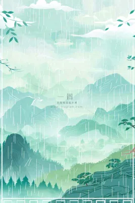 春天中国风古风山水水墨画雨天雨水谷雨清明插画背景 春天中国风古风山水水墨画雨天雨水谷雨清明插画背景