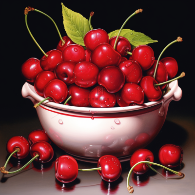 樱桃车厘子水果彩铅水彩插画插图背景