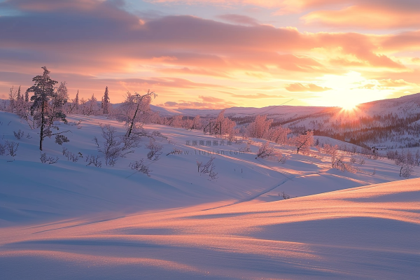 清晨日出朝霞云层山川摄影图