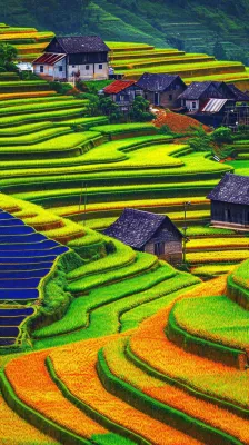 春天唯美绿色梯田种植,乡村小屋,谷雨摄影图 春天唯美绿色梯田种植,乡村小屋,谷雨摄影图