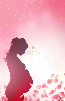 母亲节母爱孕妈妈剪影花瓣唯美插画背景