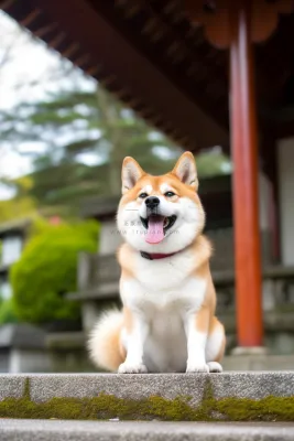 一只可爱的柴犬宠物狗坐着台阶上开心摄影图 一只可爱的柴犬宠物狗坐着台阶上开心摄影图