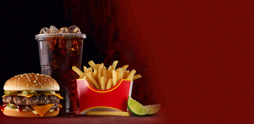 西餐美食汉堡薯条可乐美食摄影图