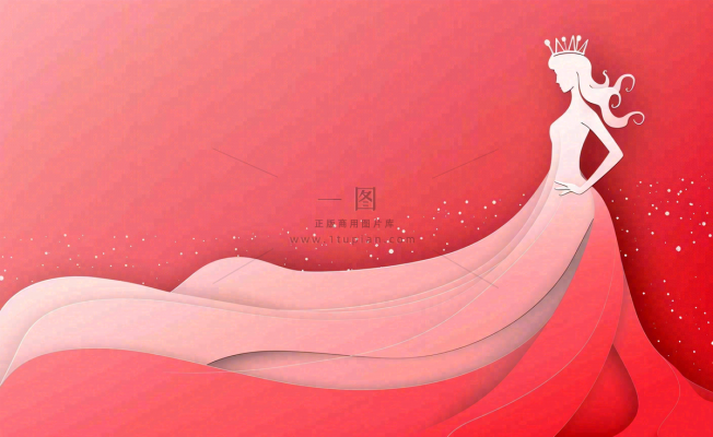 红色立体剪贴画女王女生节妇女节插画背景 红色立体剪贴画女王女生节妇女节插画背景