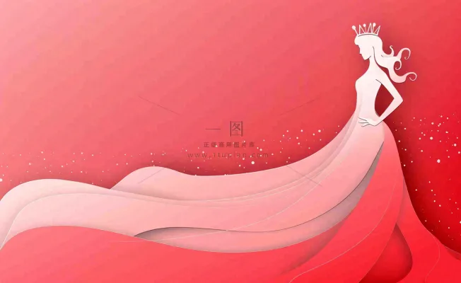 红色立体剪贴画女王女生节妇女节插画背景 红色立体剪贴画女王女生节妇女节插画背景