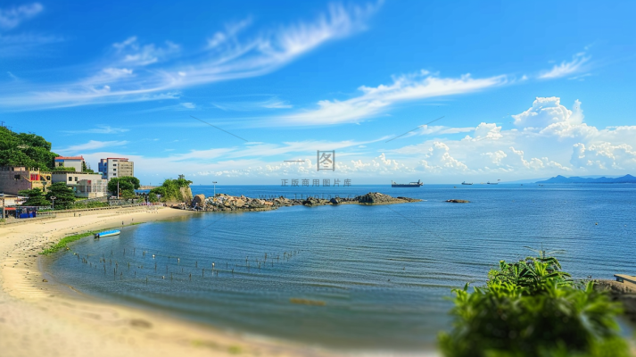 海边沙滩礁石大自然风光摄影图