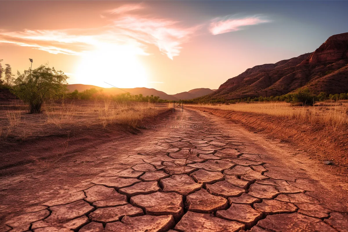 缺水干裂的土地地面干枯摄影图