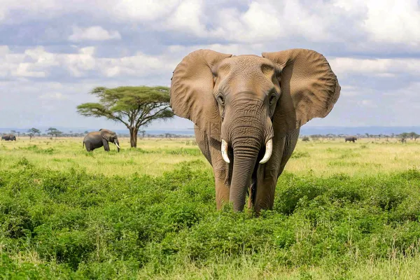 非洲大草原大象象群野生动物保护动物摄影图
