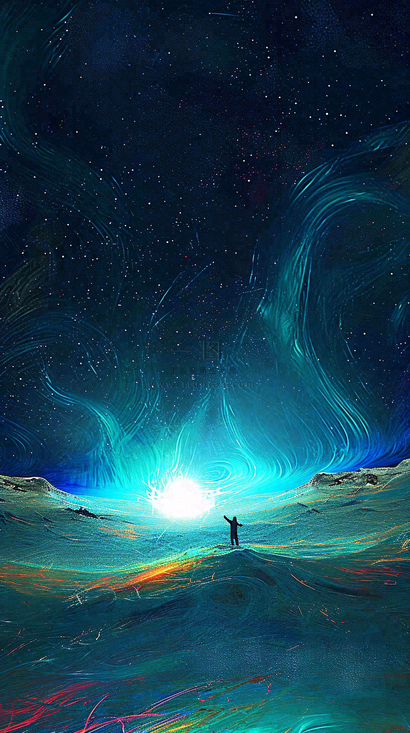 夜晚天蓝色天空科幻绚丽星空