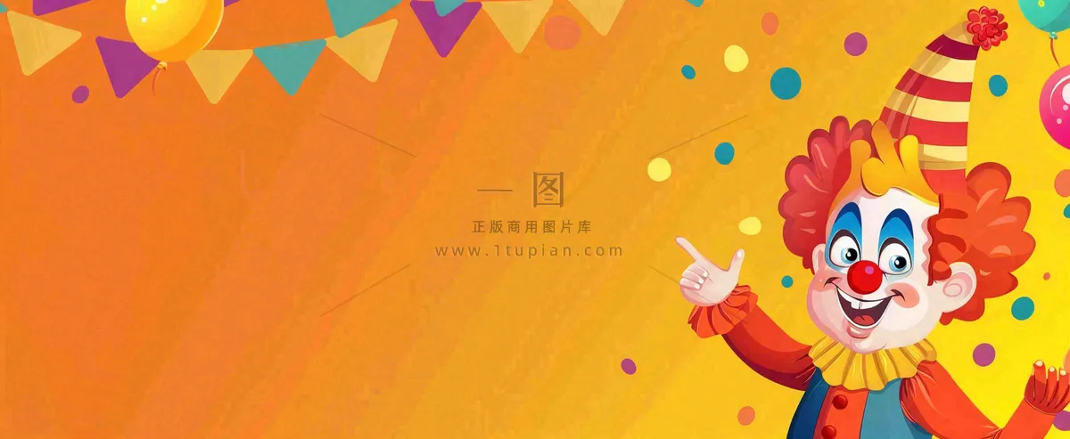 卡通插画马戏团小丑搞怪娱乐快乐表演愚人节插画背景