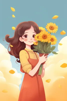 教师花束线条绘画背景 教师花束线条绘画背景