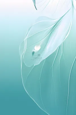 树叶露珠青色大气意境背景 树叶露珠青色大气意境背景