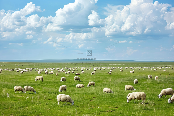 春天草原牛羊内蒙摄影图