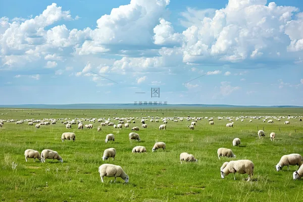 春天草原牛羊内蒙摄影图
