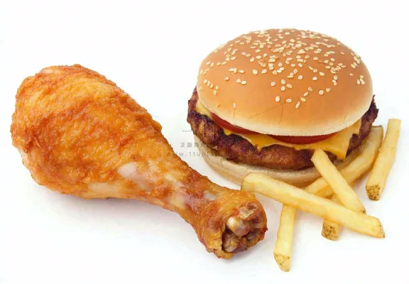 薯条汉堡炸鸡腿美食摄影图