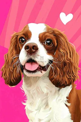 萌宠宠物小狗可爱玫红色插画背景 萌宠宠物小狗可爱玫红色插画背景