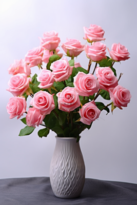 粉玫瑰花花瓶家居摄影图