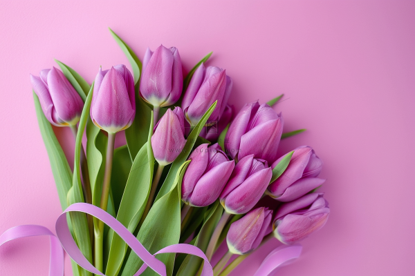 紫色郁金香鲜花妇女节摄影图