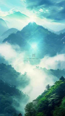 中国风高山绿植森林丛林,阳光蓝天白云,户外 中国风高山绿植森林丛林,阳光蓝天白云,户外