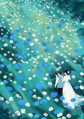 春夏草坪花丛摄影小清新唯美浪漫立春春分情人节插画背景