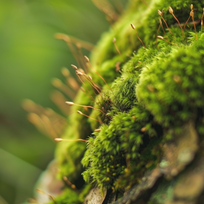 苔藓石壁上生长的苔藓春天摄影图