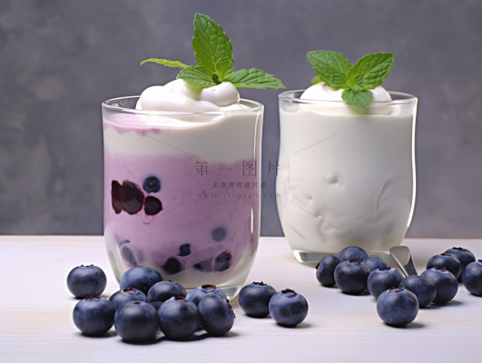 蓝莓奶昔下午茶奶茶美食甜点摄影图