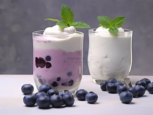 蓝莓奶昔下午茶奶茶美食甜点摄影图