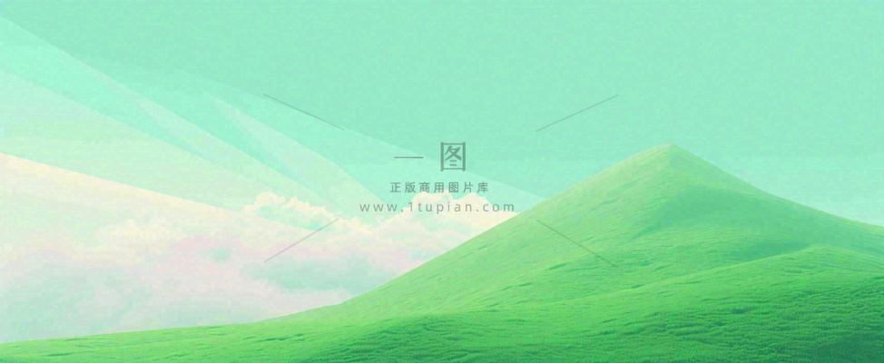 阳光明媚绿色的山坡卡通手绘春天