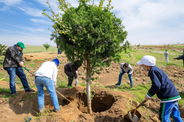 植树树苗保护环境摄影图
