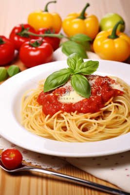番茄意面美食摄影图
