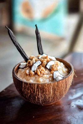 下午茶甜品椰子壳美食摄影图