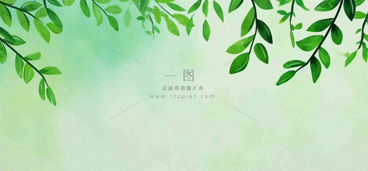 绿色简约绿植绿叶手绘插画笔墨意境