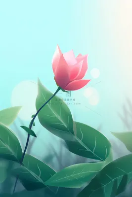 粉蓝色清爽夏日大气花朵扁平背景 粉蓝色清爽夏日大气花朵扁平背景