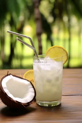 夏日椰汁椰子果汁摄影图
