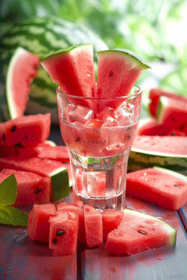 冰镇西瓜汽水夏日冰饮摄影图