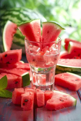 冰镇西瓜汽水夏日冰饮摄影图