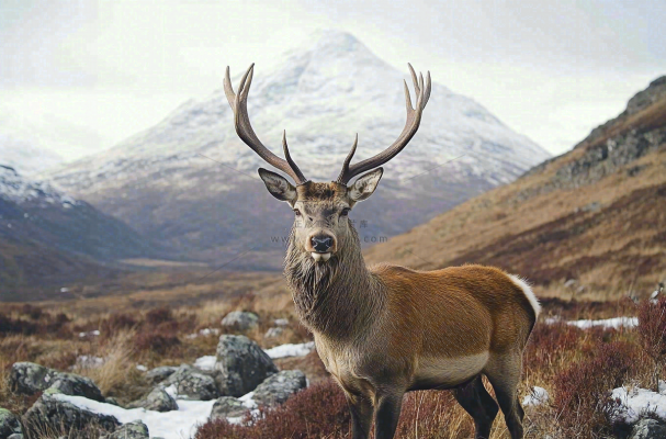 鹿动物山间草原的鹿摄影图