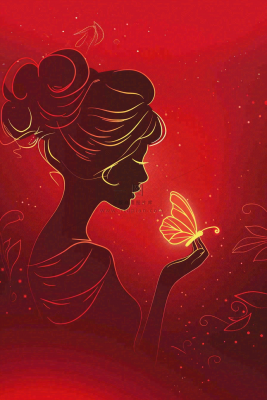 红色金线剪影女生节妇女节唯美插画背景 红色金线剪影女生节妇女节唯美插画背景