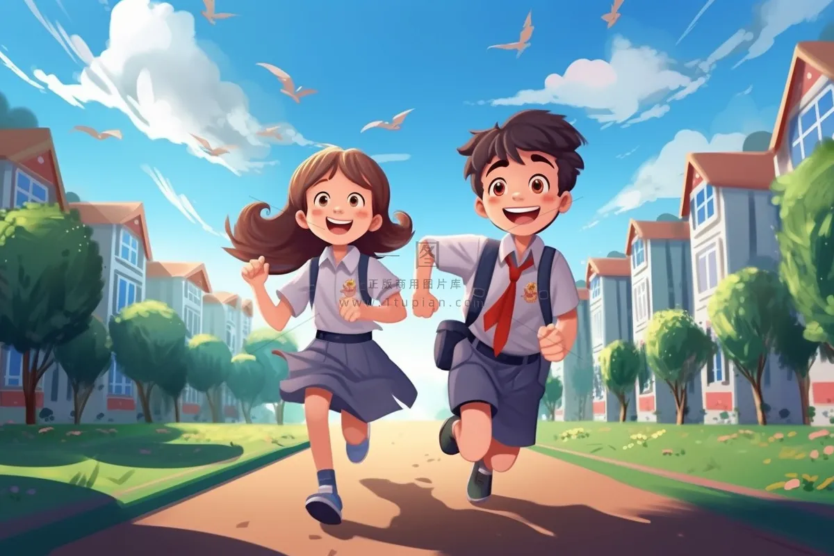 学生奔跑儿童背景