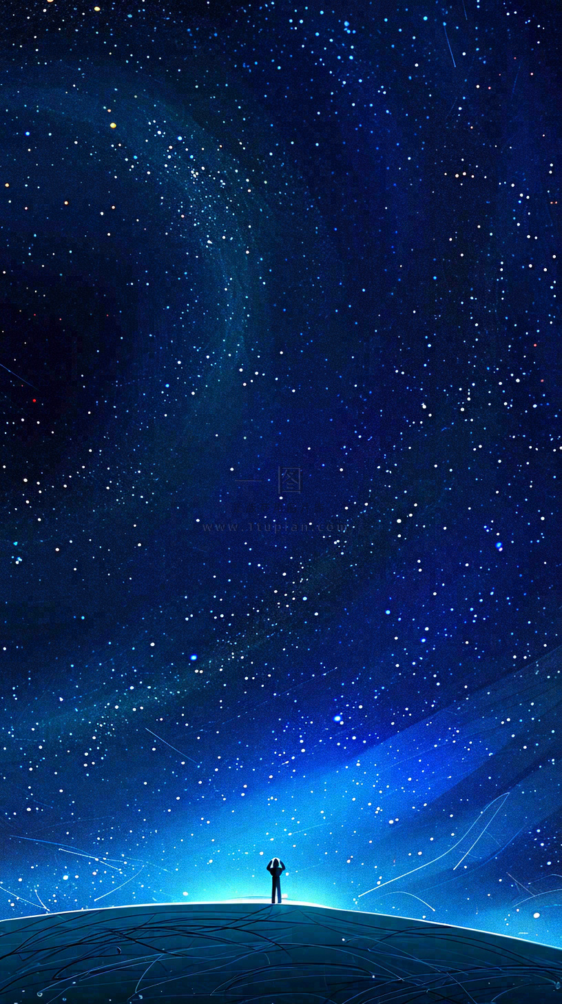 夜晚天蓝色天空科幻绚丽星空