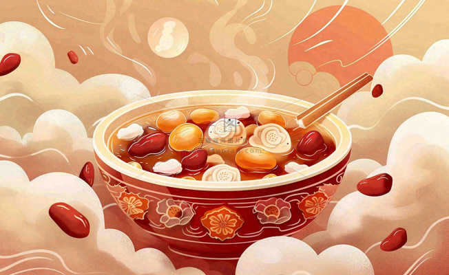 腊八粥传统美食国潮风插画腊八节插画背景