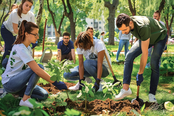 植树保护环境活动摄影图